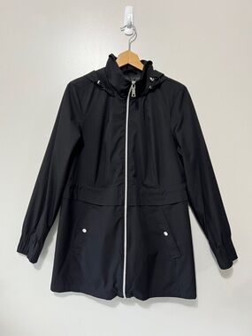 Vince Camuto Women’s Jacket Black Size Small Zip-Front Hooded Chic Rain Coat